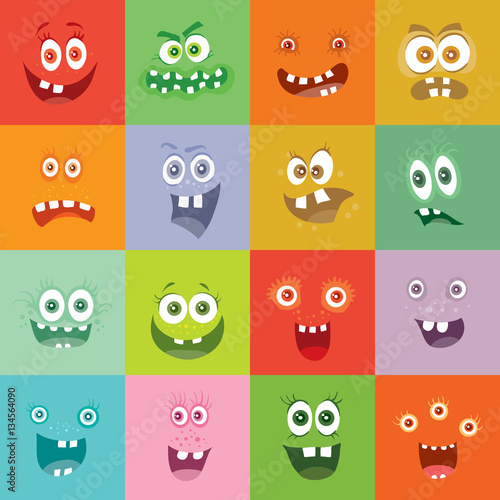 Smiling Monsters Set. Happy Germ Smile Characters