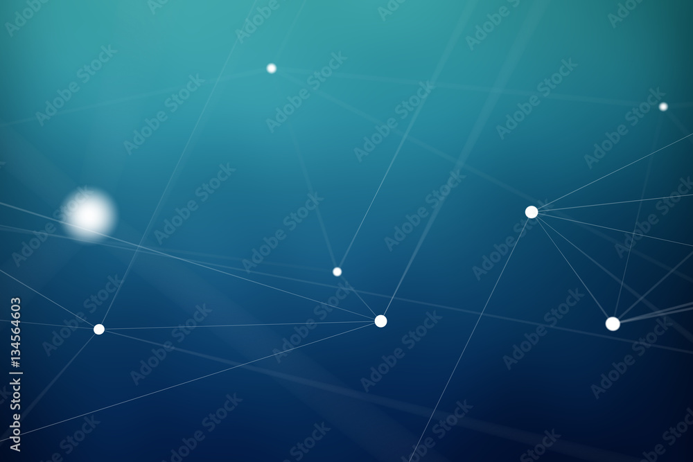 Naklejka premium Floating white and blue glowing dot network 3D rendering