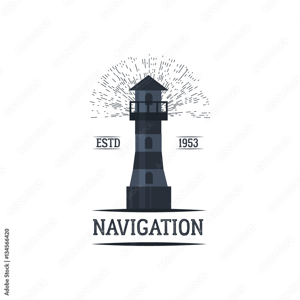 Sea and nautical decoration badge vector illustration.