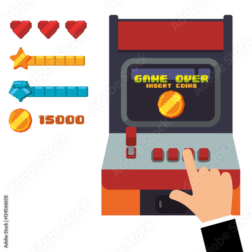 retro arcade game console joystick vector illustration eps 10