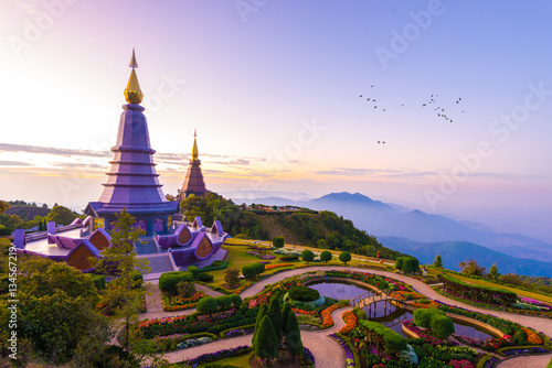 The Great Holy Relics Pagoda of Nobhamethanidol-Nabhapolbhumisiri at Doi Inthanon  Chiangmai  Thailand.