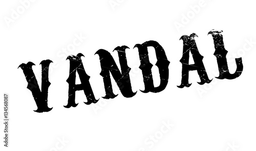 Vandal rubber stamp. Grunge design with dust scratches. Effects can be easily removed for a clean, crisp look. Color is easily changed.