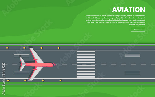 Aviation. Aircraft. Runway. Flight. Vector Banner