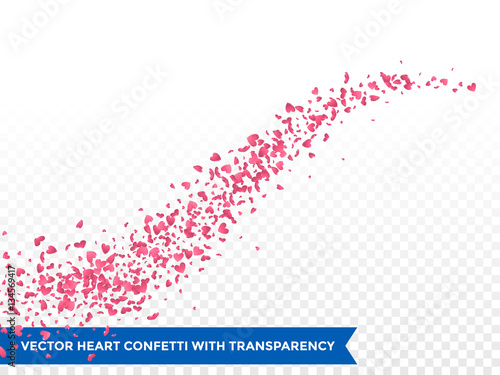 Pink hearts trace trail vector background