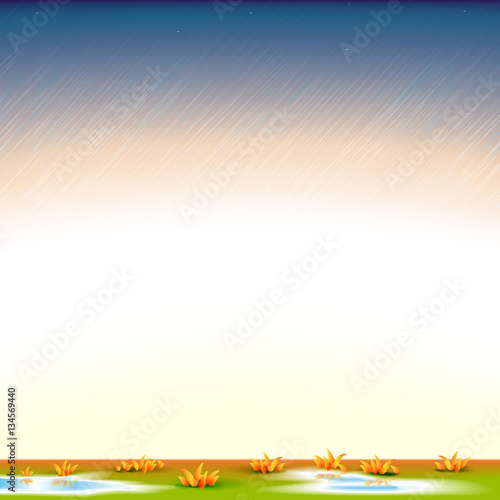 Autumn background, rainy, puddles, vector illustration