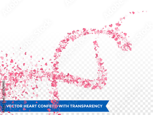 Pink hearts trace trail vector background