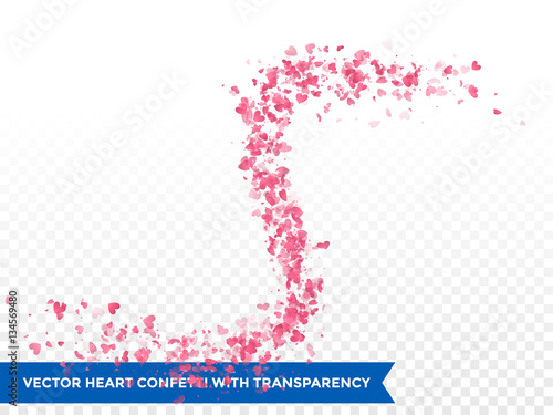 Pink hearts trace trail vector background