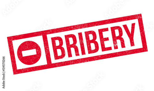 Bribery rubber stamp. Grunge design with dust scratches. Effects can be easily removed for a clean, crisp look. Color is easily changed.