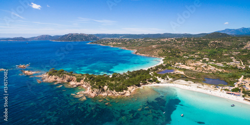 Aerial  view  of Palombaggia beach in Corsica Island in France © Samuel B.