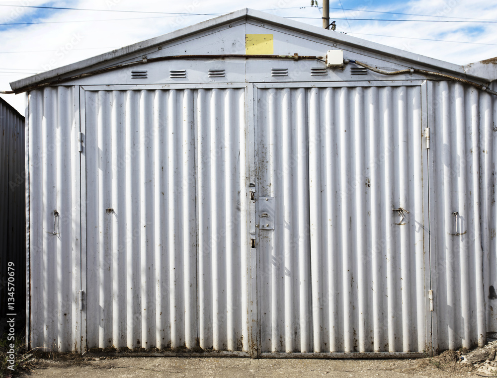 old metal warehouse door, hangar, high resolution photo