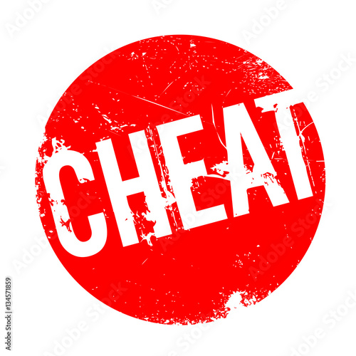 Cheat rubber stamp. Grunge design with dust scratches. Effects can be easily removed for a clean, crisp look. Color is easily changed.