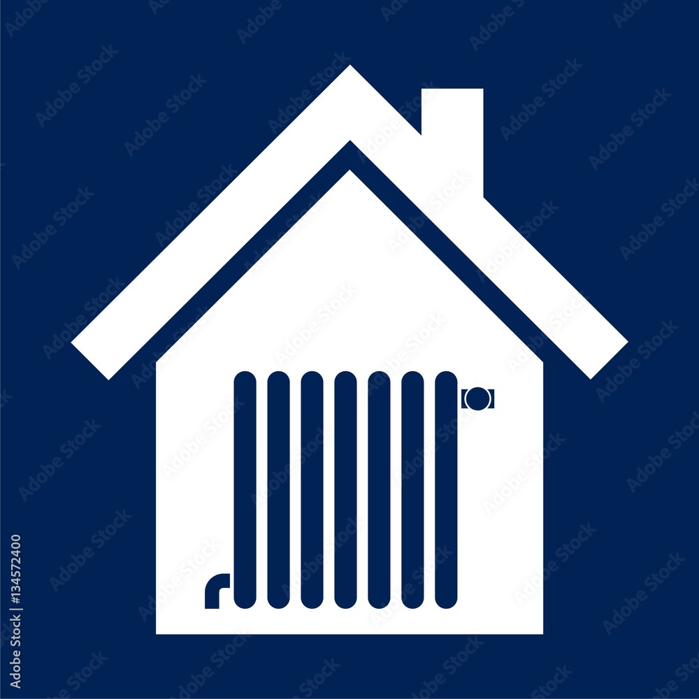 Radiator in house icon - vector Illustration Radiator in house icon - vector Illustration