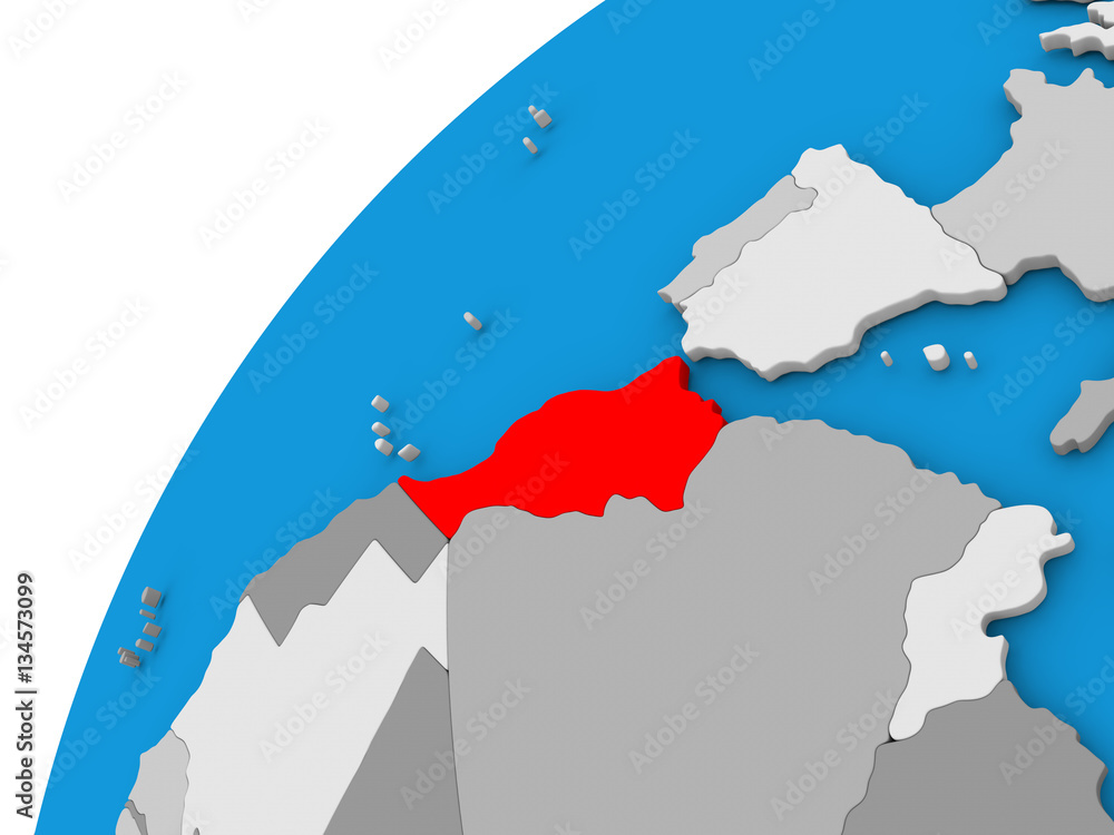 Obraz premium Morocco on globe in red