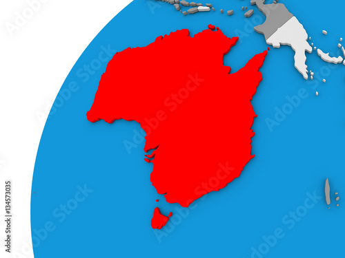 Australia on globe in red