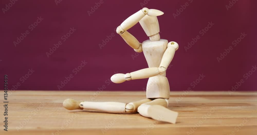 Conceptual image of figurine performing stretching exercise 4k Conceptual image of figurine performing stretching exercise 4k