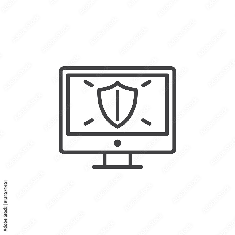 Internet security system line icon, outline vector sign, linear pictogram isolated on white. Computer protection software symbol, logo illustration Internet security system line icon, outline vector sign, linear pictogram isolated on white. Computer protection software symbol, logo illustration