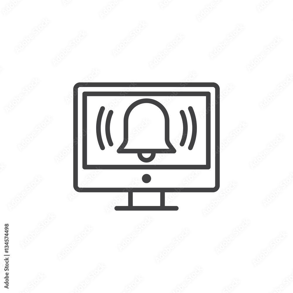 Computer alarm software line icon, outline vector sign, linear pictogram isolated on white. Symbol, logo illustration Computer alarm software line icon, outline vector sign, linear pictogram isolated on white. Symbol, logo illustration