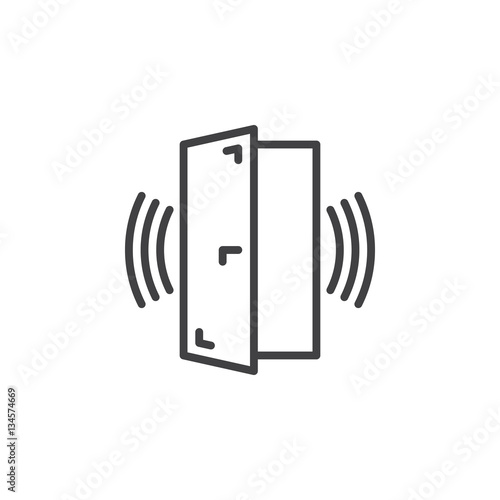 Door sensor alarm line icon, outline vector sign, linear pictogram isolated on white. Symbol, logo illustration