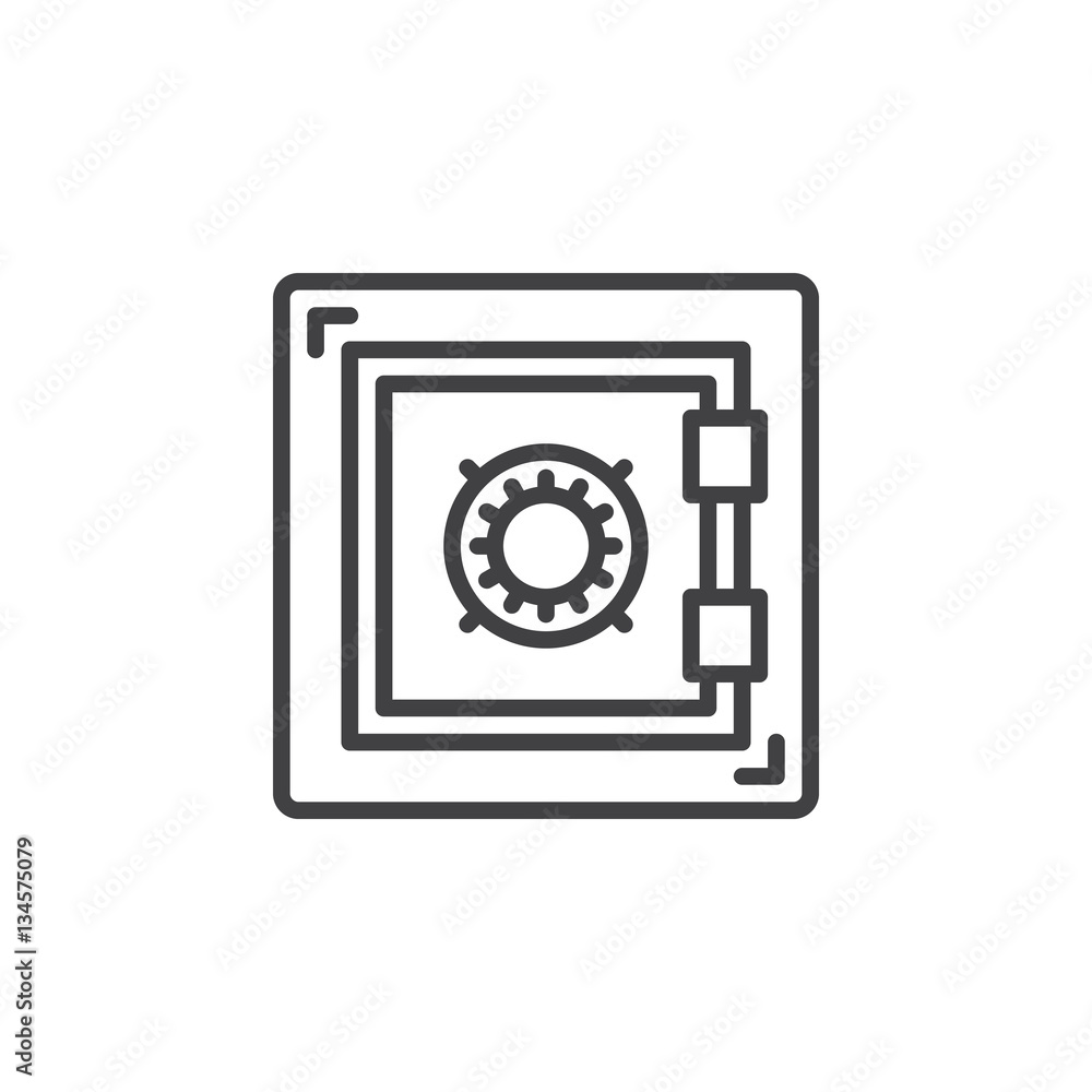 Safe line icon, outline vector sign, linear pictogram isolated on white. Bank symbol, logo illustration Safe line icon, outline vector sign, linear pictogram isolated on white. Bank symbol, logo illustration