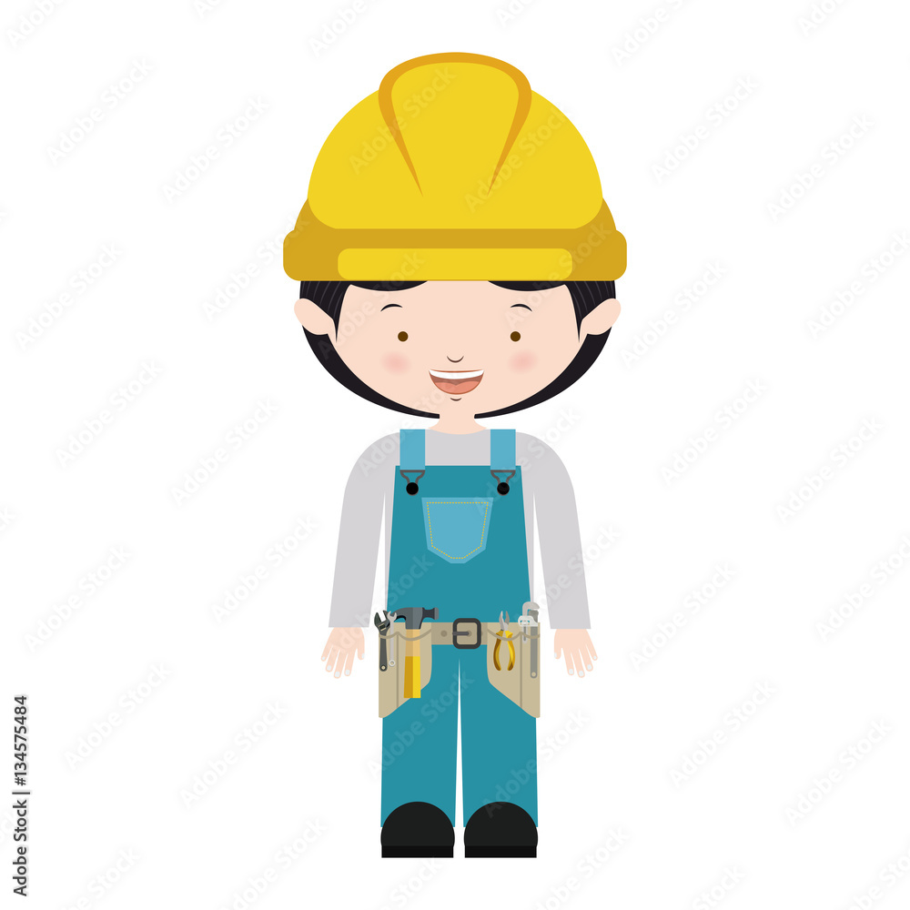 avatar worker with toolkit and blue uniform vector illustration avatar worker with toolkit and blue uniform vector illustration