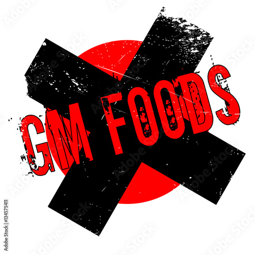 Gm Foods rubber stamp. Grunge design with dust scratches. Effects can be easily removed for a clean, crisp look. Color is easily changed.