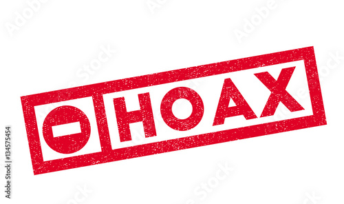 Hoax rubber stamp. Grunge design with dust scratches. Effects can be easily removed for a clean, crisp look. Color is easily changed.