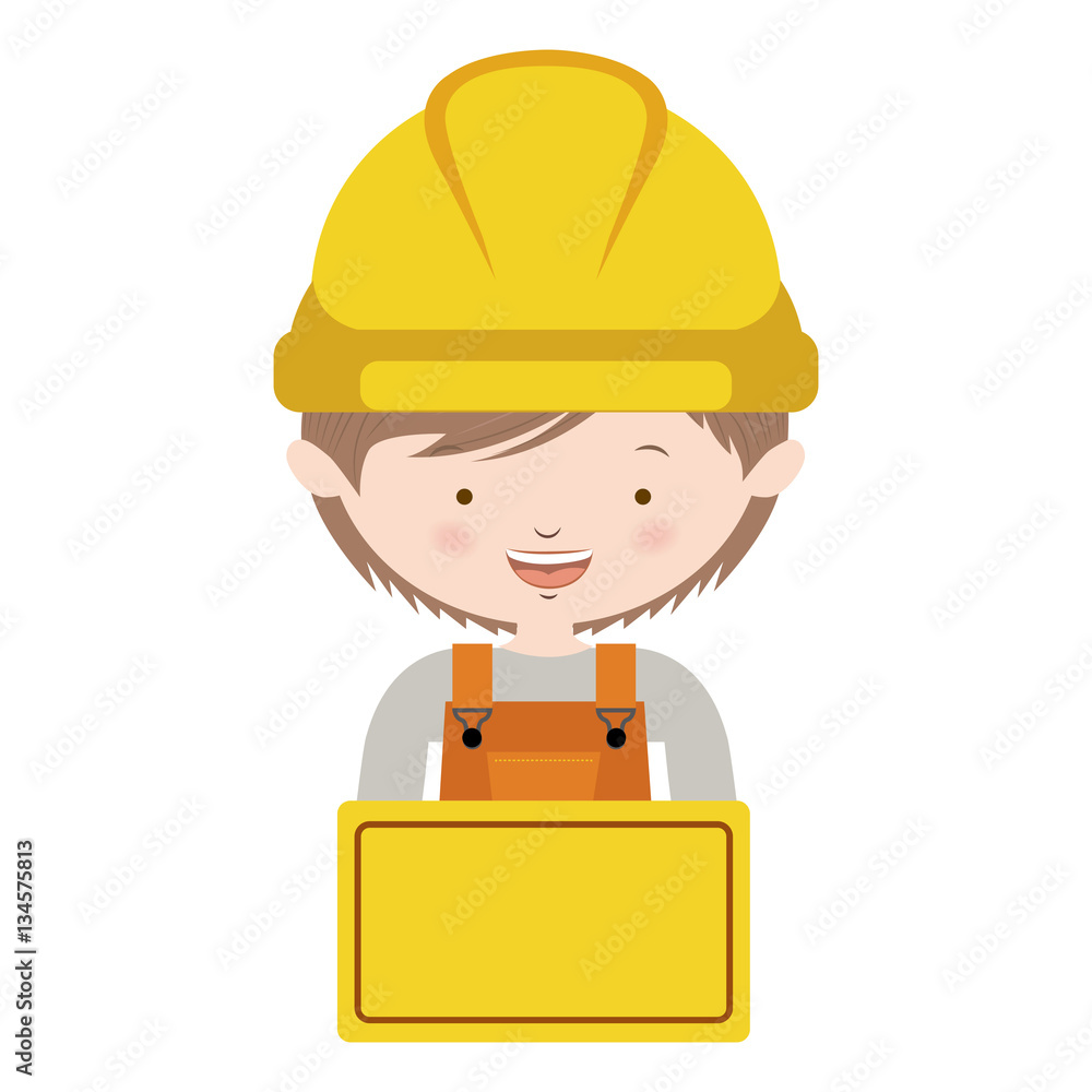 half body avatar worker with toolkit and brown hair vector illustration half body avatar worker with toolkit and brown hair vector illustration