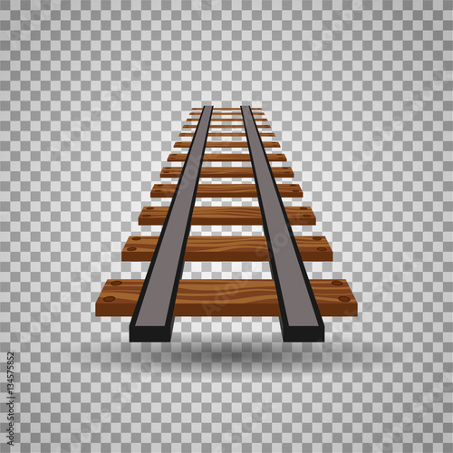 Railway tracks or rail road line on transparent background