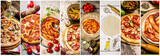 Food collage of pizza.