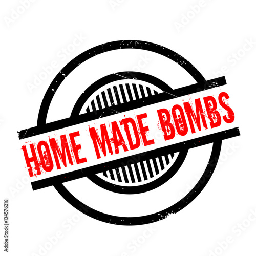 Home Made Bombs rubber stamp. Grunge design with dust scratches. Effects can be easily removed for a clean, crisp look. Color is easily changed.