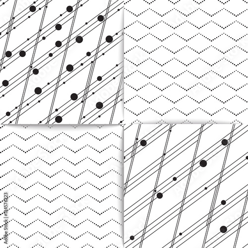 vector set of seamless abstract geometric black and white backgrounds