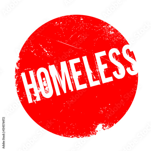 Homeless rubber stamp. Grunge design with dust scratches. Effects can be easily removed for a clean, crisp look. Color is easily changed.