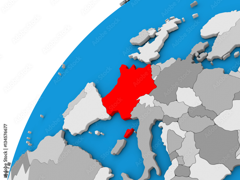 Fototapeta premium France on globe in red