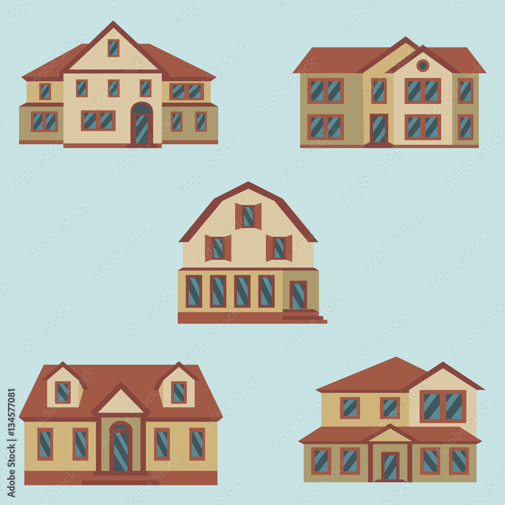 Fototapeta premium Vector illustration of color house set icons