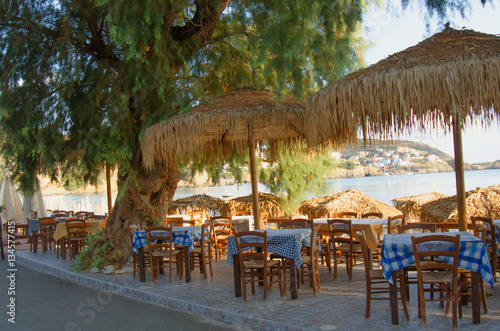Cafe on the waterfront in the village of Bali  Crete