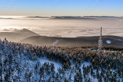 Fototapeta Naklejka Na Ścianę i Meble -  aerial view of the Czarna Gora mountain in  Poland