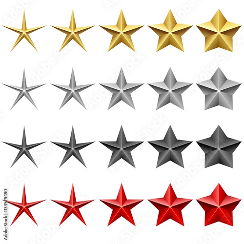 Star icons vector set isolated on white background.