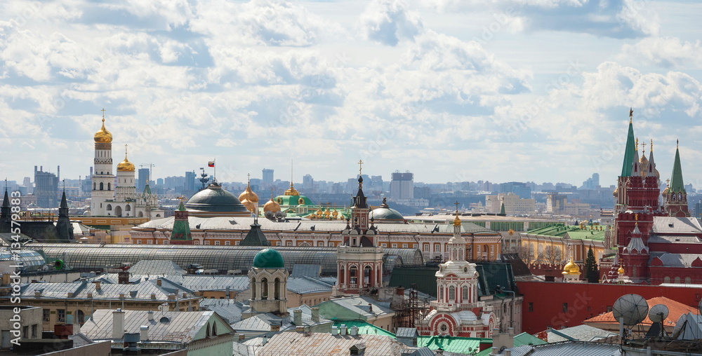 Aerial view of Moscow and the Moscow rooftops