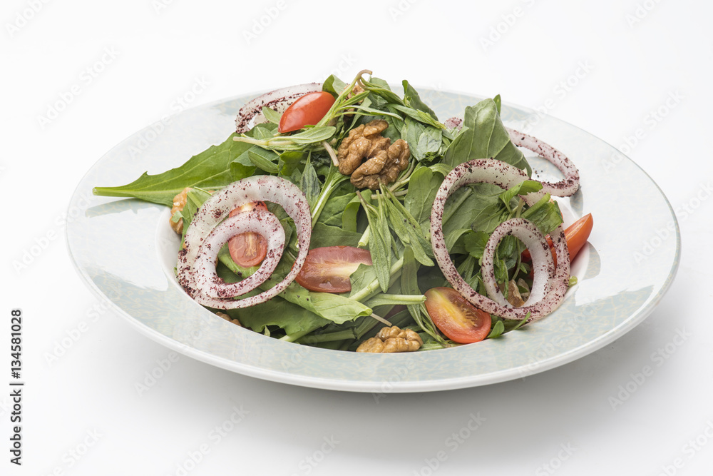 Rocket Salad with Walnuts , Onions and tomato.. Rocket Salad with Walnuts , Onions and tomato..