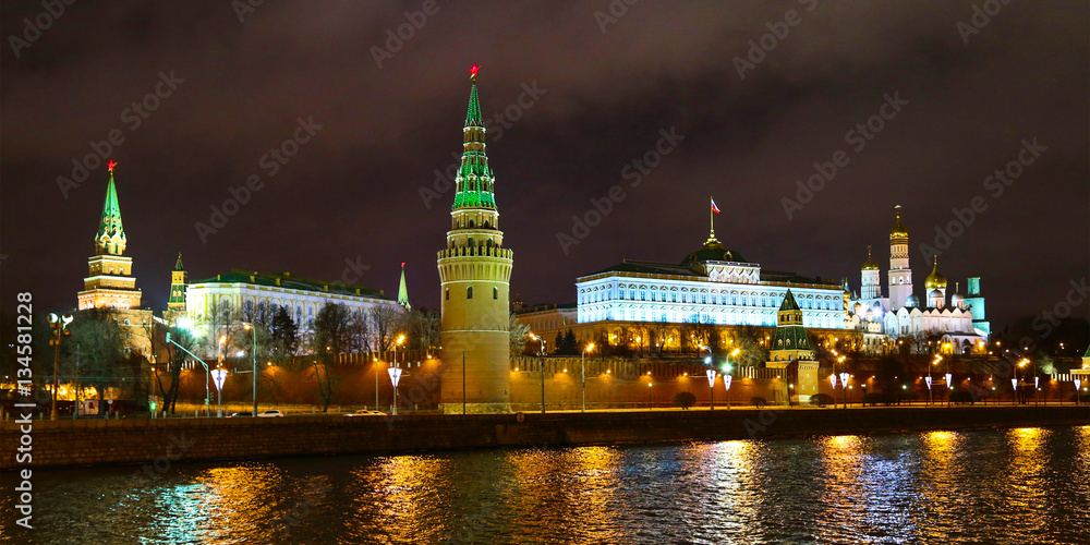 Russia, Moscow Kremlin night.