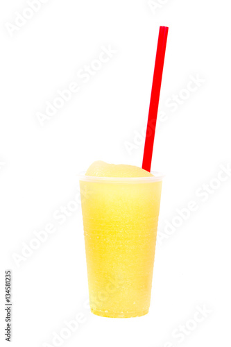 Colorful slushy, summer drink with straw