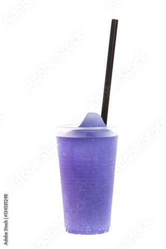 Colorful slushy, summer drink with straw