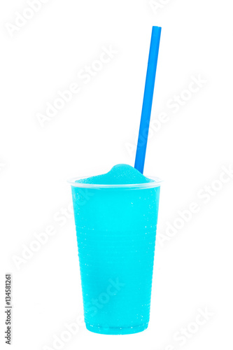 Colorful slushy, summer drink with straw