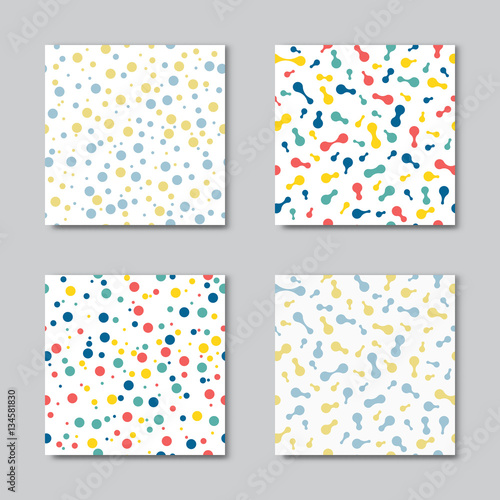 Set of seamless abstract backgrounds. Flat circles dots vector pattern. Card, tag, wallpaper design..