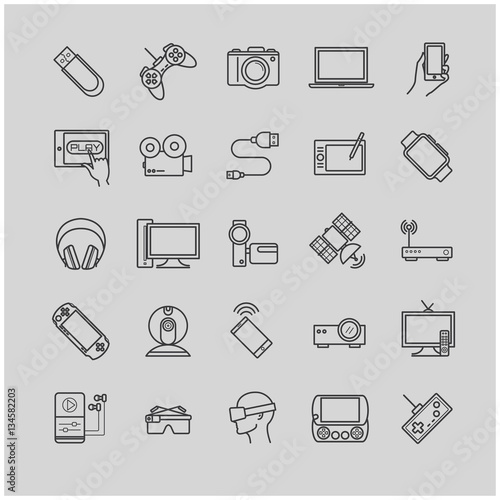 Thin line icons - gadgets, devices,electronic