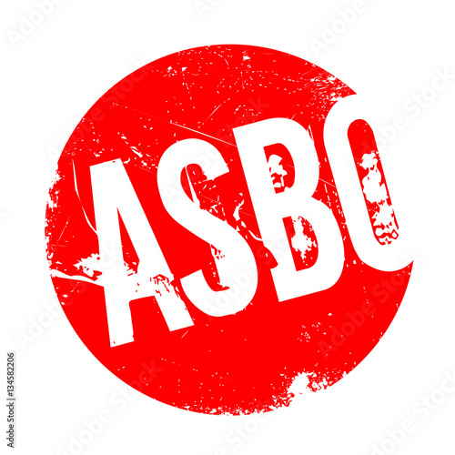 ASBO Anti-Social Behavior Order rubber stamp. Grunge design with dust scratches. Effects can be easily removed for a clean, crisp look. Color is easily changed. photo