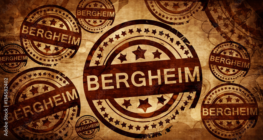 Bergheim, vintage stamp on paper background