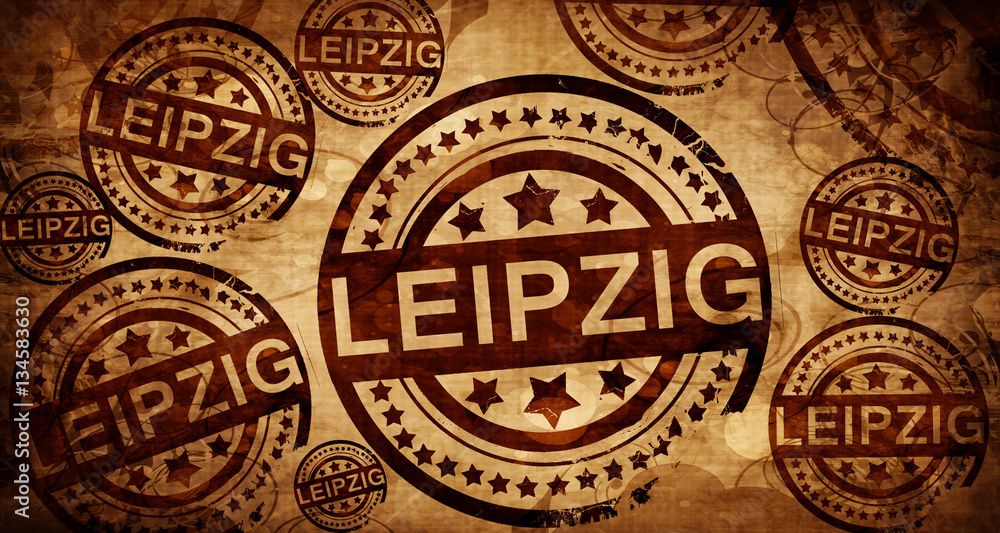 Leipzig, vintage stamp on paper background