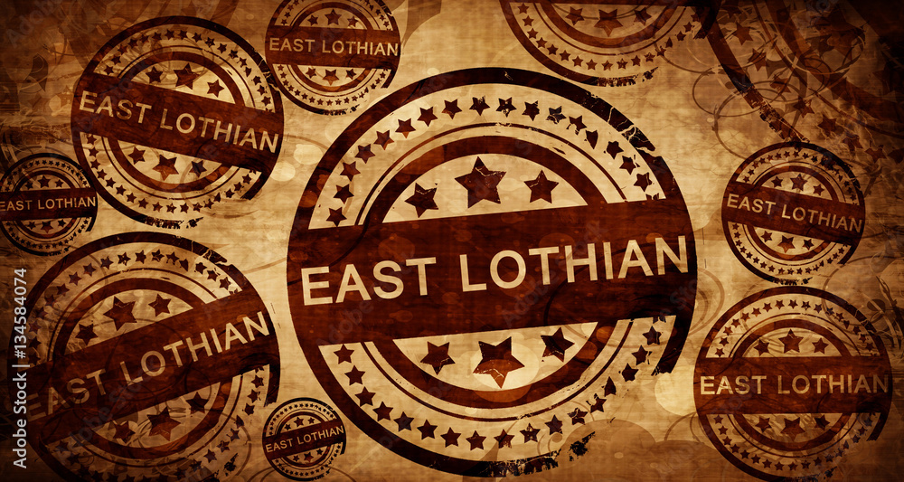 East lothian, vintage stamp on paper background