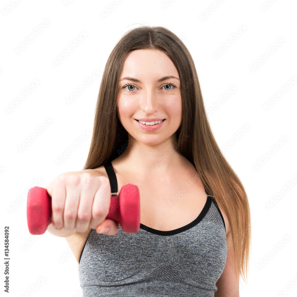 Portrait of a beautiful sports young woman on a white background Portrait of a beautiful sports young woman on a white background